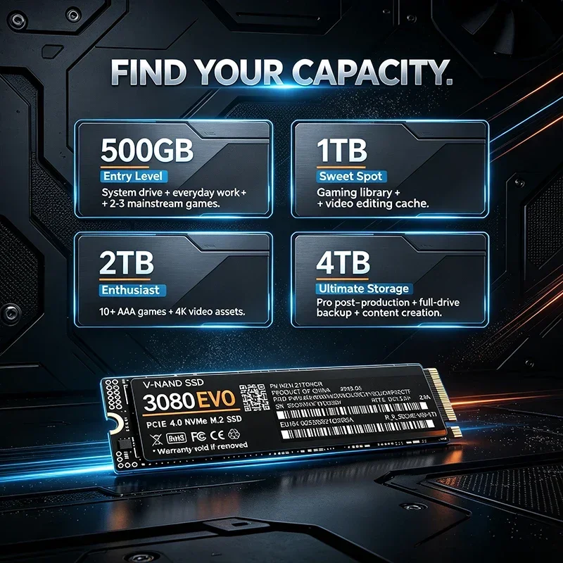 3080 EVO 1TB 2TB 4TB M.2 NVMe  - огляд і ціна M.2 Nvme 4Tb Pcie 4.0 Ssd